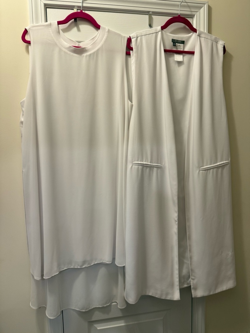 Lisa Rinna Collection White Layered Dress with a Long Vest Topper